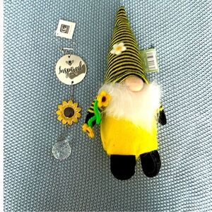 Yellow and Black Striped Gnome and Suncatcher